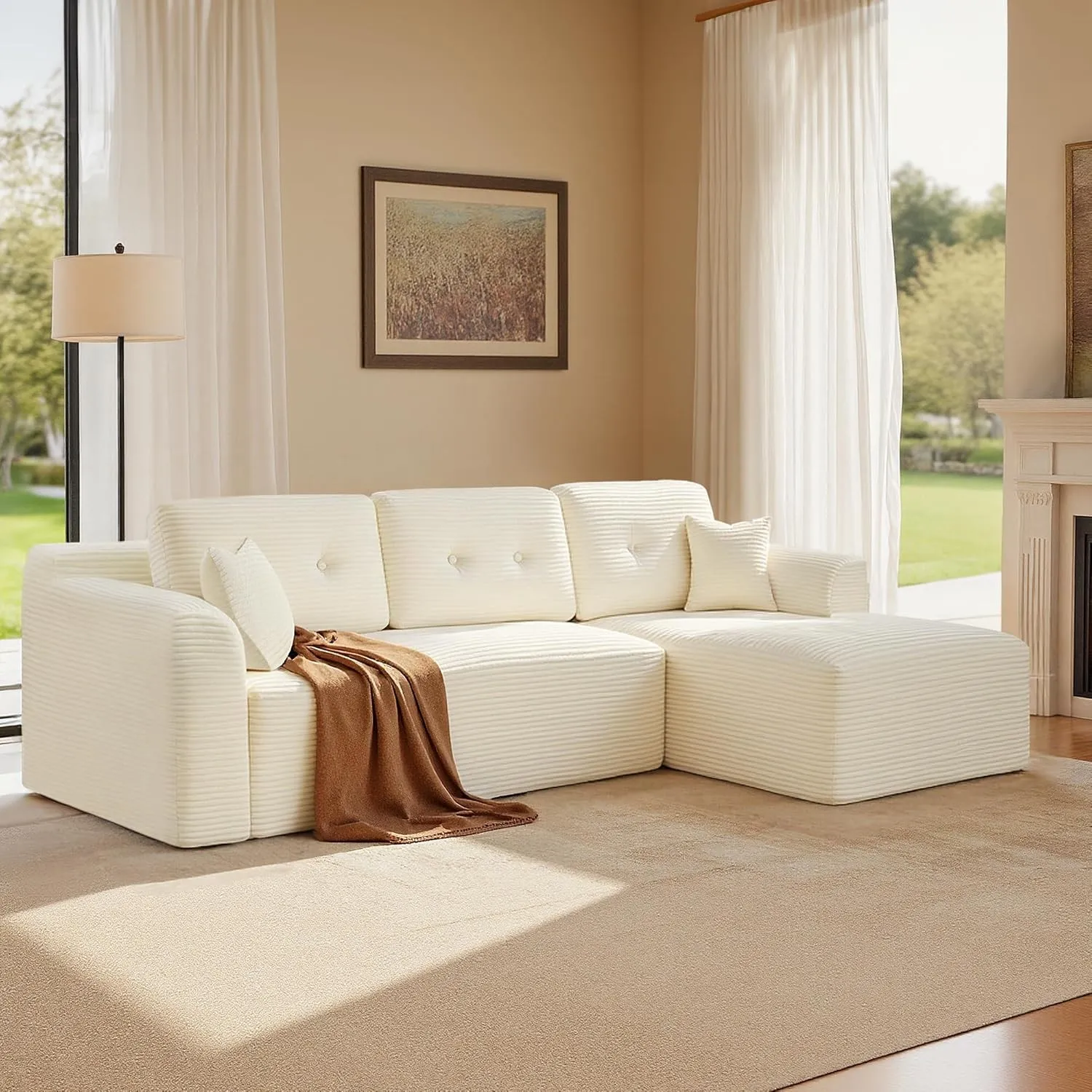 VASAGLE Ecksofa, Keine Montage erforderlich, modulares Sofa, 244 cm breit