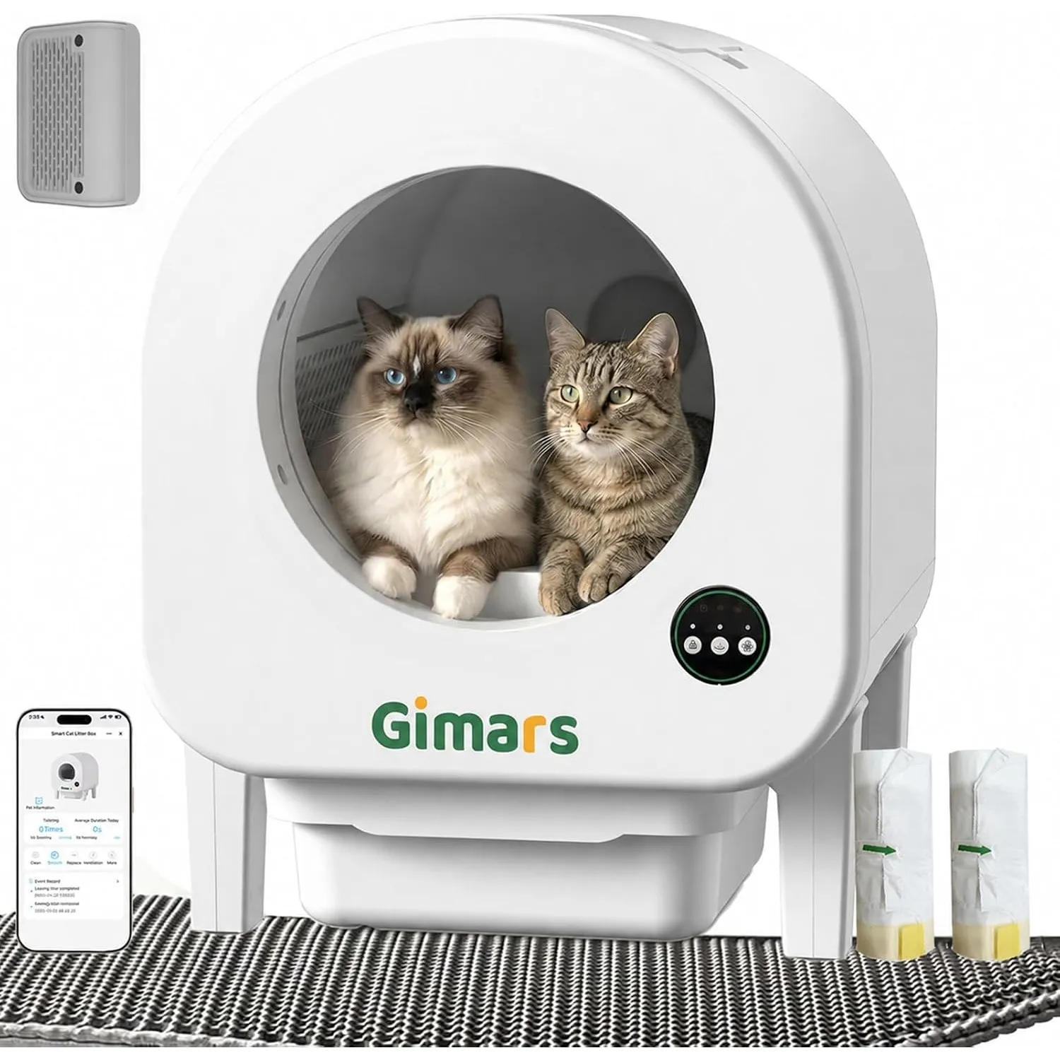 Gimars XXL 90L Selbstreinigende Katzentoilette mit App-Steuerung, Automatisches Katzenklo mit Matte, Müllbeuteln & Trit…