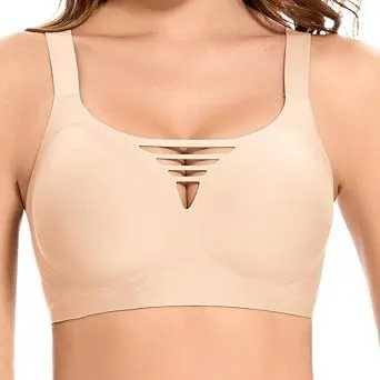 Jiuday Damen BH ohne Bügel Große Brüste Starker Halt Push Up BH ohne Buegel Bequemer Seamless T Shirt Soft Bra Gepolste…