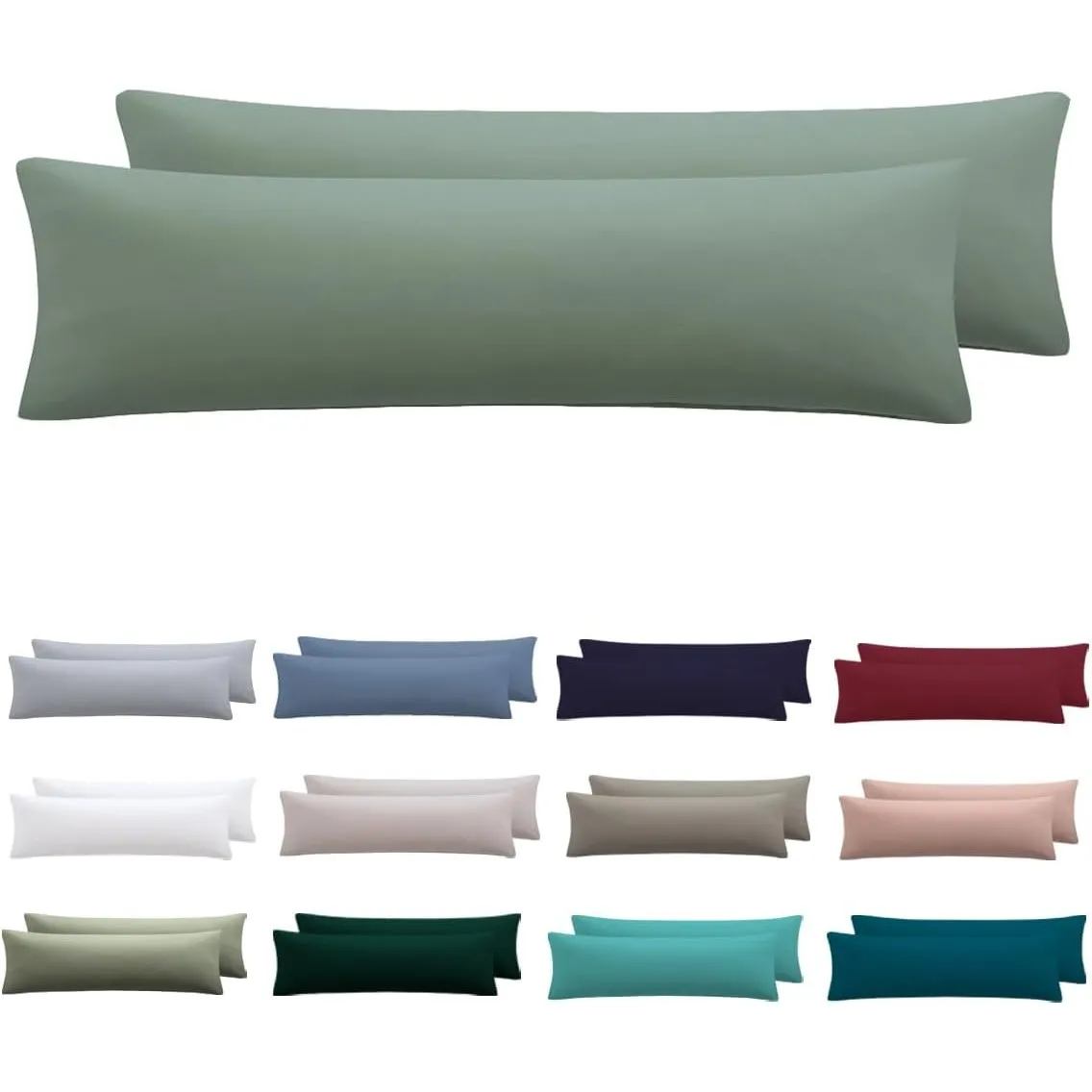Seitenschläferkissen Bezug 40 x 145 2er Set, Hellgrün