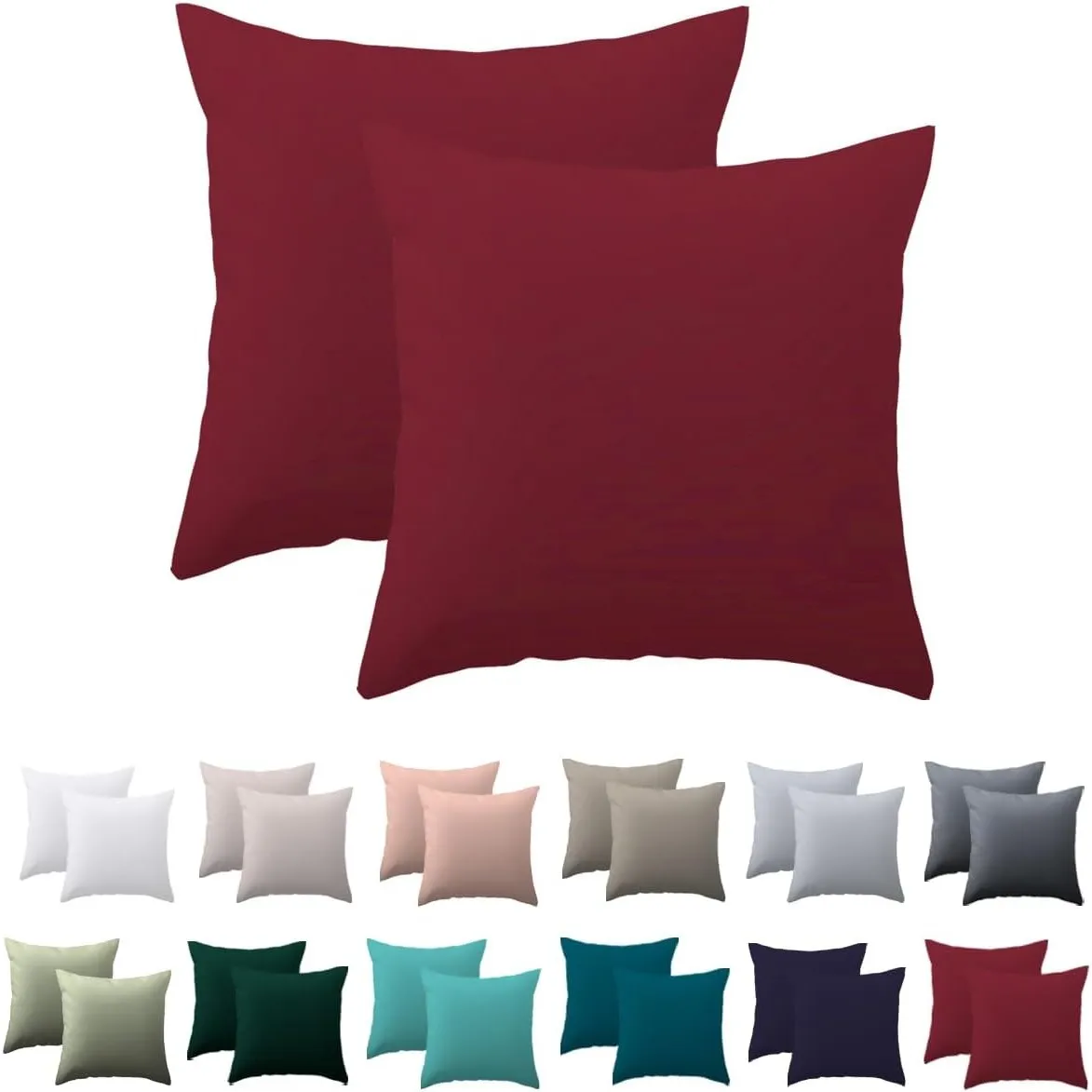 Kissenbezug 50x50 2er Set - kissenhülle 50x50 cm Rot, 100% Mikrofaser kopfkissenbezug mit Reißverschluss, Weich und Büg…