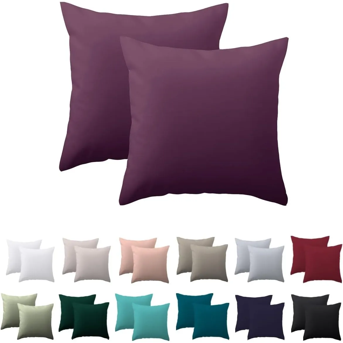 Kissenbezug 50x50 2er Set - kissenhülle 50x50 cm Lila, 100% Mikrofaser kopfkissenbezug mit Reißverschluss, Weich und Bü…