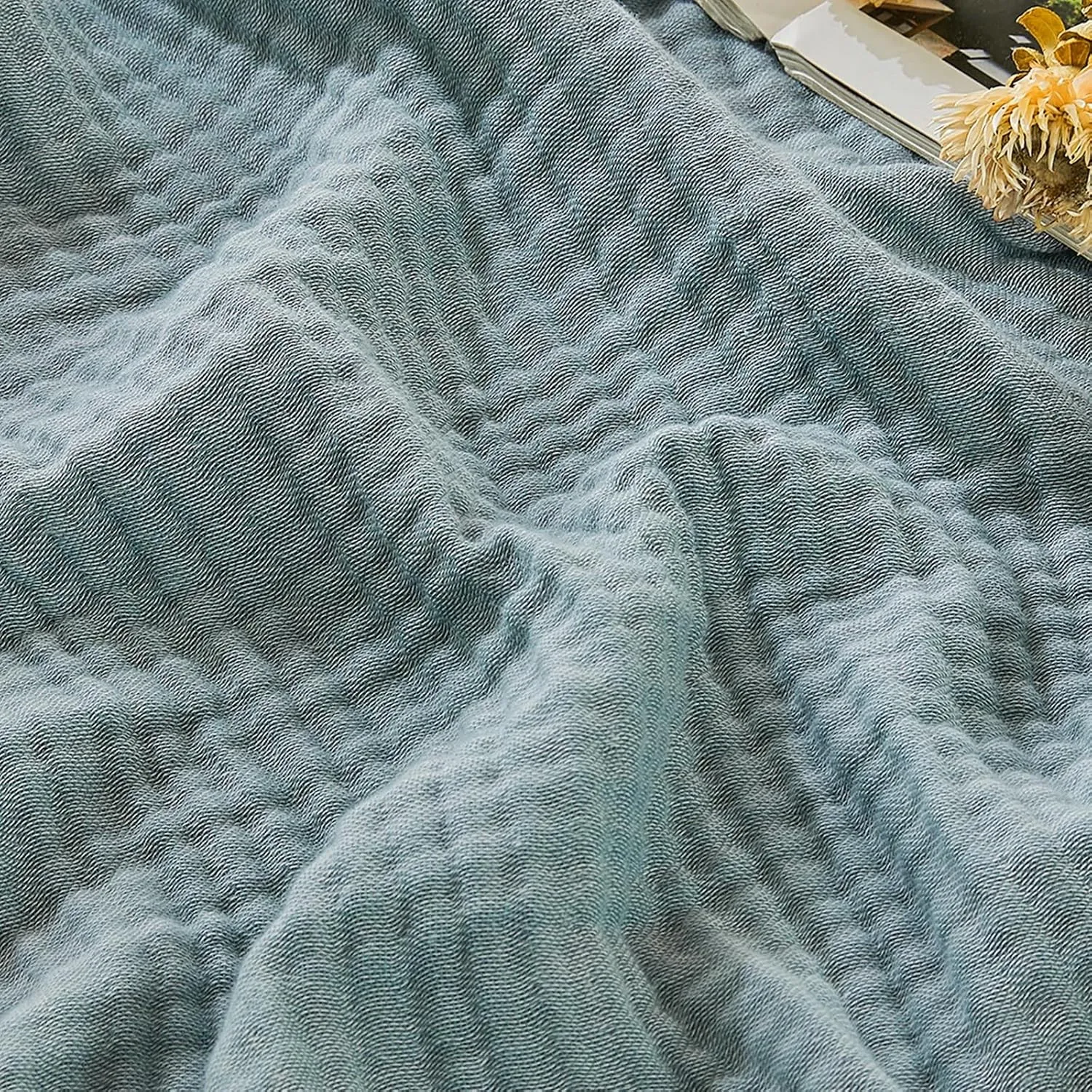 EMME Musselin Decke 127x177 cm – 4-Lagen Melange-Gewebe, Oeko-TEX 100, 100% Baumwolle, Weiche Sommerdecke & Kuscheldeck…