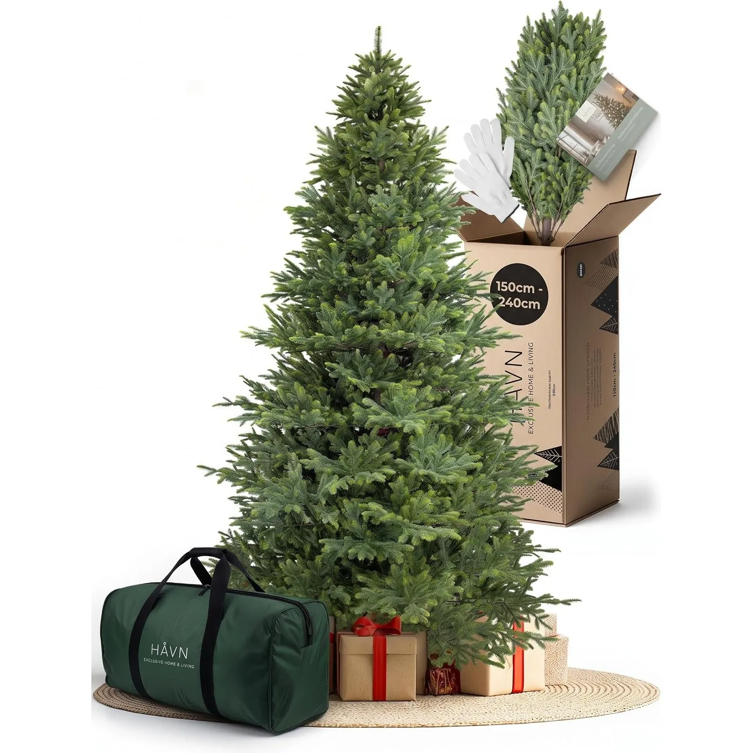Håvn ® Künstlicher Weihnachtsbaum 180 cm Livgrön Modell 2026 – Nordmanntanne aus 100% PE-Spritzguss, über 2.400 Spitzen…