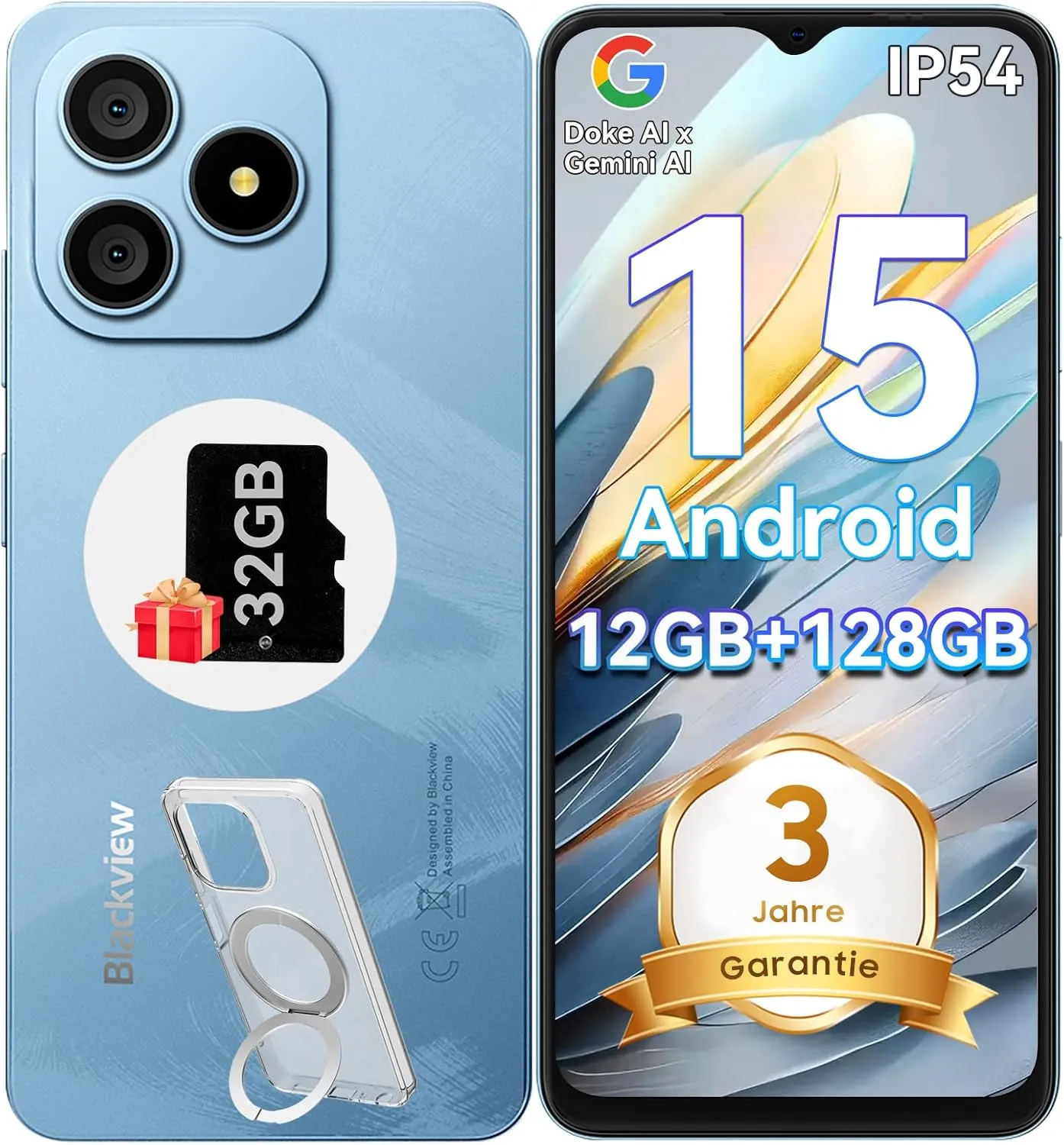 Blackview Wave 9C Handy Ohne Vertrag, Android 15 Phone, 12GB+128GB/2TB TF, 6.56", 5000mAh Smartphone Ohne Vertrag Günst…