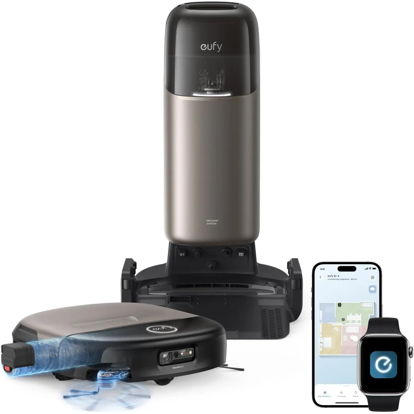 Anker eufy Saugroboter mit Wischfunktion HydroJet S2, All-in-One. 30.000Pa.