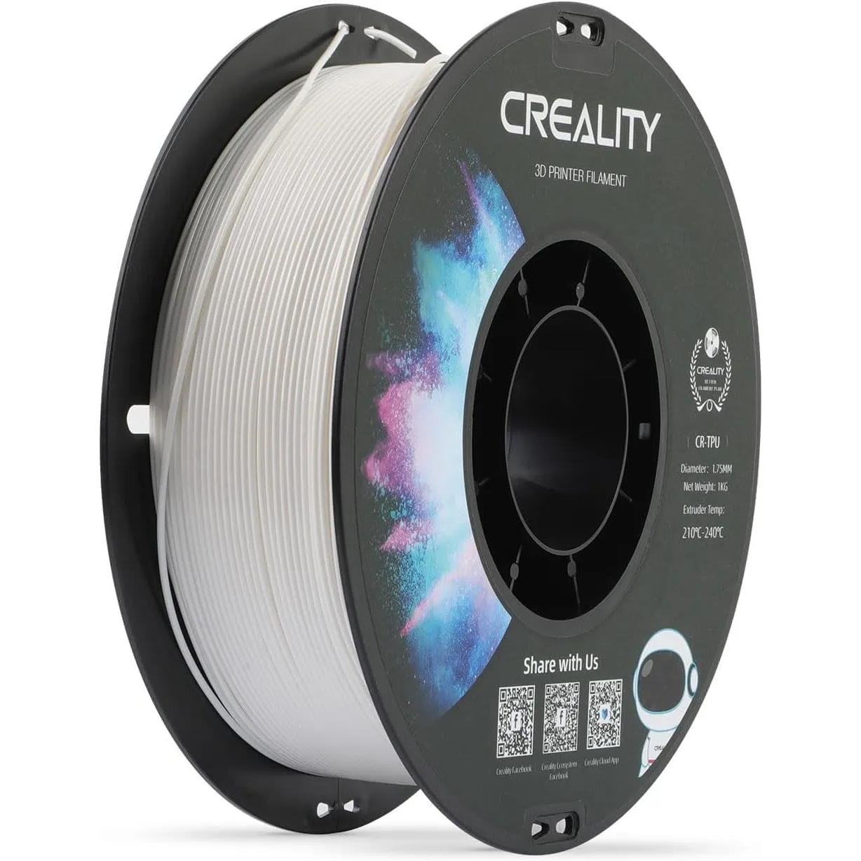 Creality TPU Filament 1,75 mm, 95A Shore Härte, Flexibles 3D Drucker Filament, Hoch elastisch & hohe Rückfederung, 1 kg…