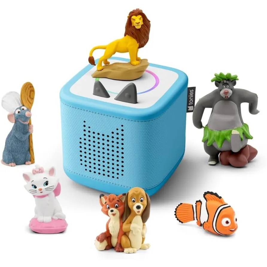 tonies Toniebox 2 Bundle Incl. 6 Disney Cap&Capper,König der Löwen,Ratatouli,Dschungelbuch,Nemo,Aristocats,Himmelblau, …