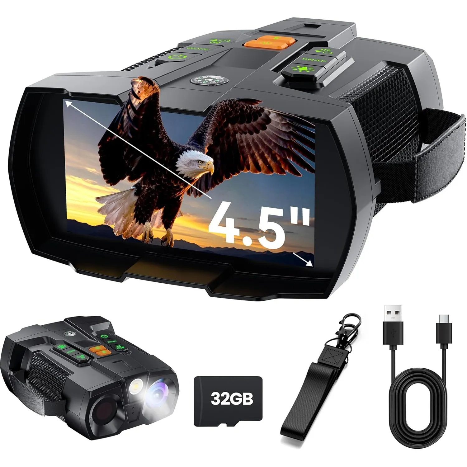Nachtsichtgerät Jagd 4K: 4,5" großer Bildschirm Fernglas Nachtsichtgeräte für Camping - Infrarot Kamera - Elektronische…