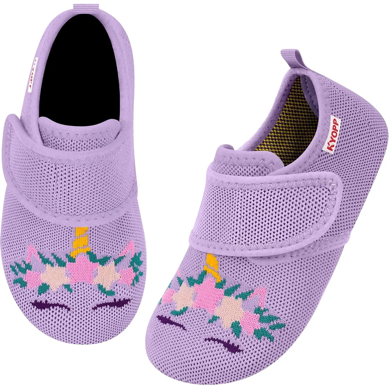 Kyopp Hausschuhe Kinder Barfussschuhe Klettverschluss für Jungen Mädchen