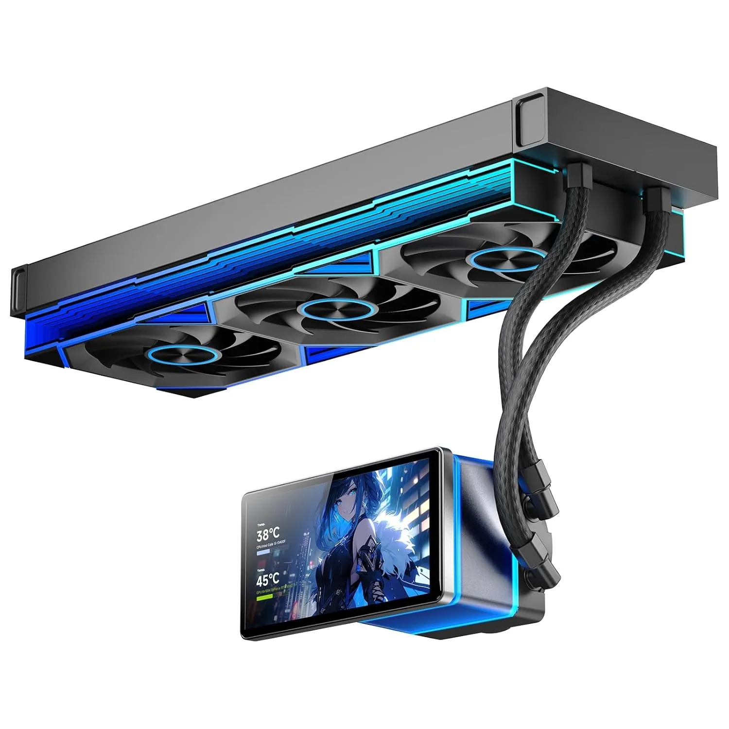 TZMRIT PF360 Aio Wasserkühlung 360mm mit 5.5-inch LCD Magnetic Screen Display,ALL-IN-One ARGB Infinity Mirror 2000RPM P…