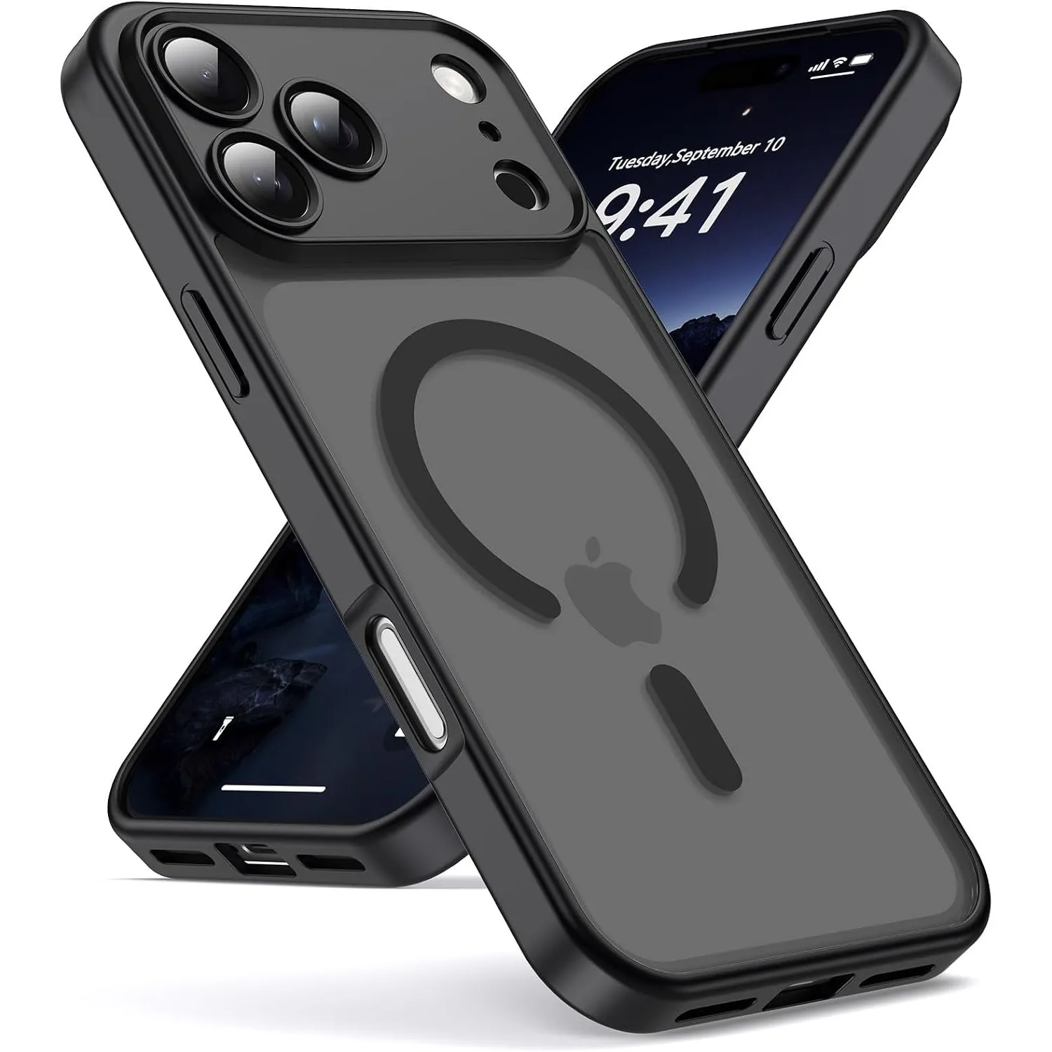 Oududianzi-Magnetisch Hülle für iPhone 17 Pro mit Magsafe, Schwarz | Durchscheinende Mattierte PC Rückseite TPU Silikon…