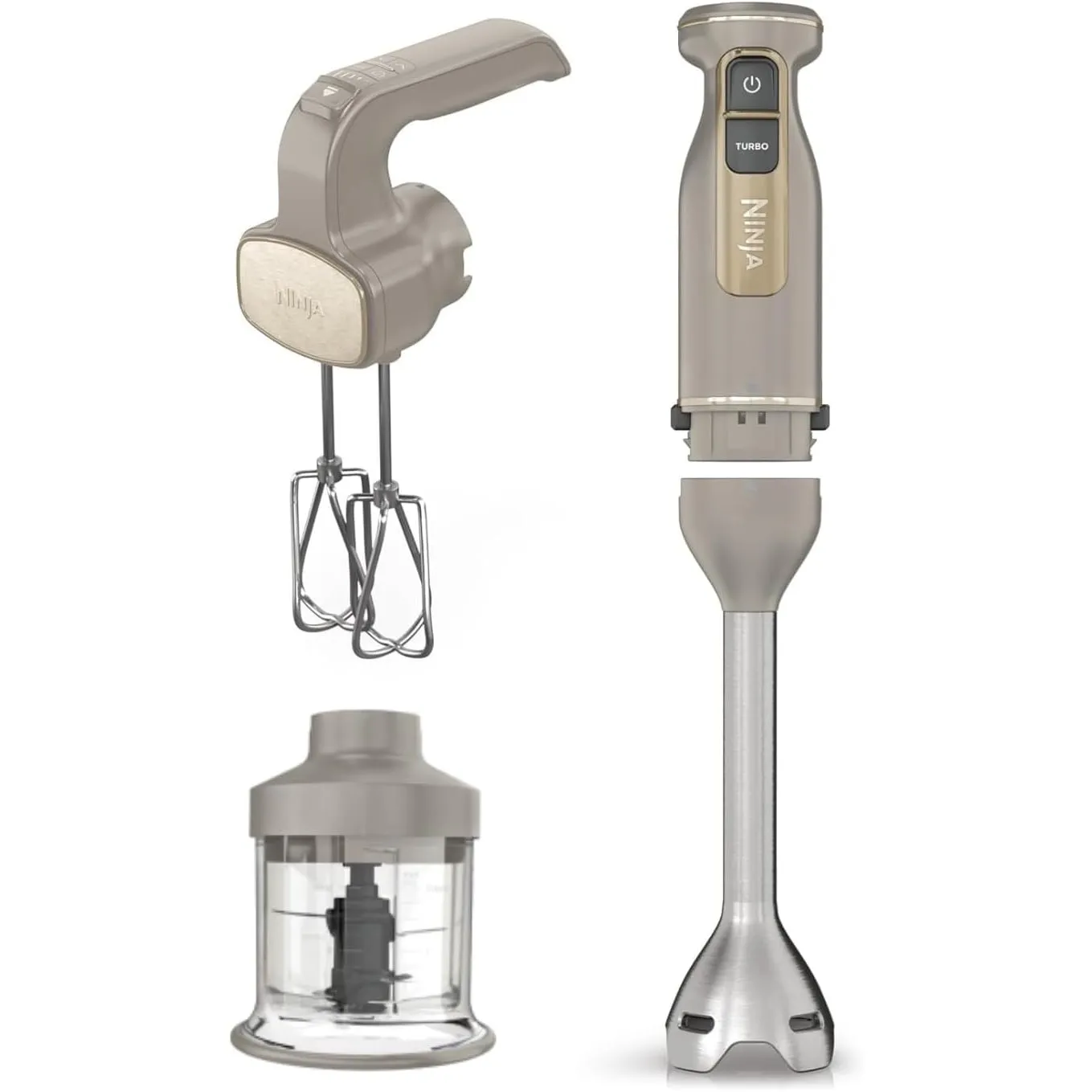 Ninja Foodi 3-in-1 Stabmixer, Handmixer & Zerkleinerer, Stone Gold