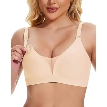 Jiuday Still BH ohne Bügel Große Brüste Damen Schwangerschafts- & Still-BHS Bequemer Gepolstert Spitze Seamless Nursing…
