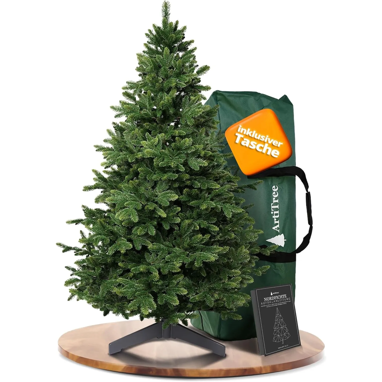 ArtiTree Künstlicher Weihnachtsbaum 210 cm – 100 % Spritzguss Nordmanntanne | Premium Tannenbaum naturgetreu inkl. FSC-…