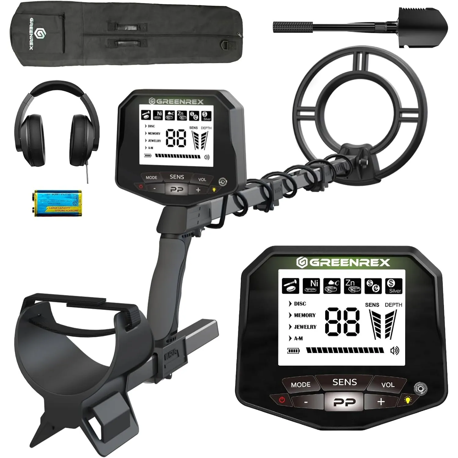 GreenRex Metalldetektor Profi, 25,4CM IP68 wasserdichte Spule, Großes LCD-Display, Präziser Gold-Detektor für Erwachsen…