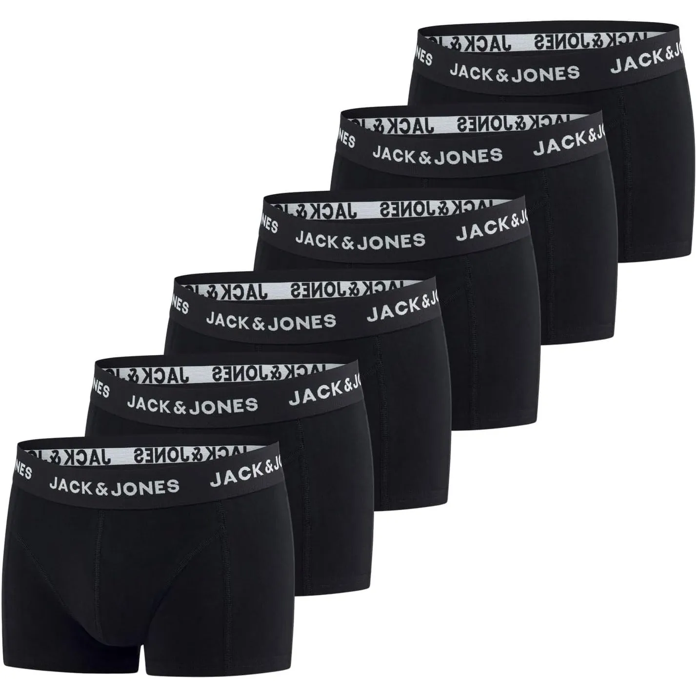 JACK & JONES Unterhosen Jungen 128 140 152 164 176 6er Pack Junior Kinder Boxershorts Unterwäsche Retroshorts Set Bio-B…