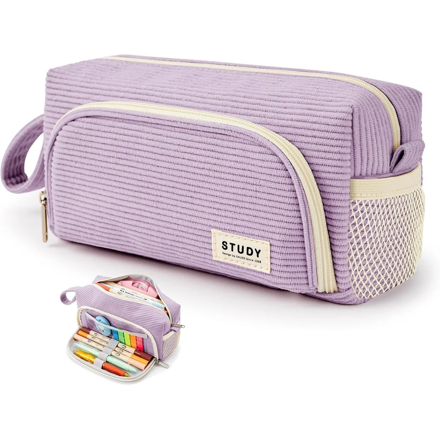 KALIDI Federmäppchen Cord-Stoff Pencil case Mäppchen mit grossem Fassungsvermögen Schreibwarenbeutel Bleistift Beutel f…