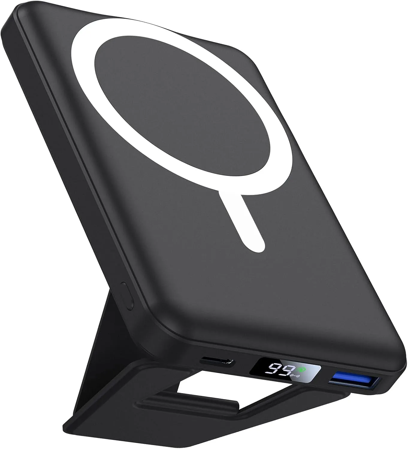 AOGUERBE Wireless Power Bank, 10,000 mAh Foldable Magnetic Power Bank PD 22.5 W Fast Charging with LED Display, Compati…