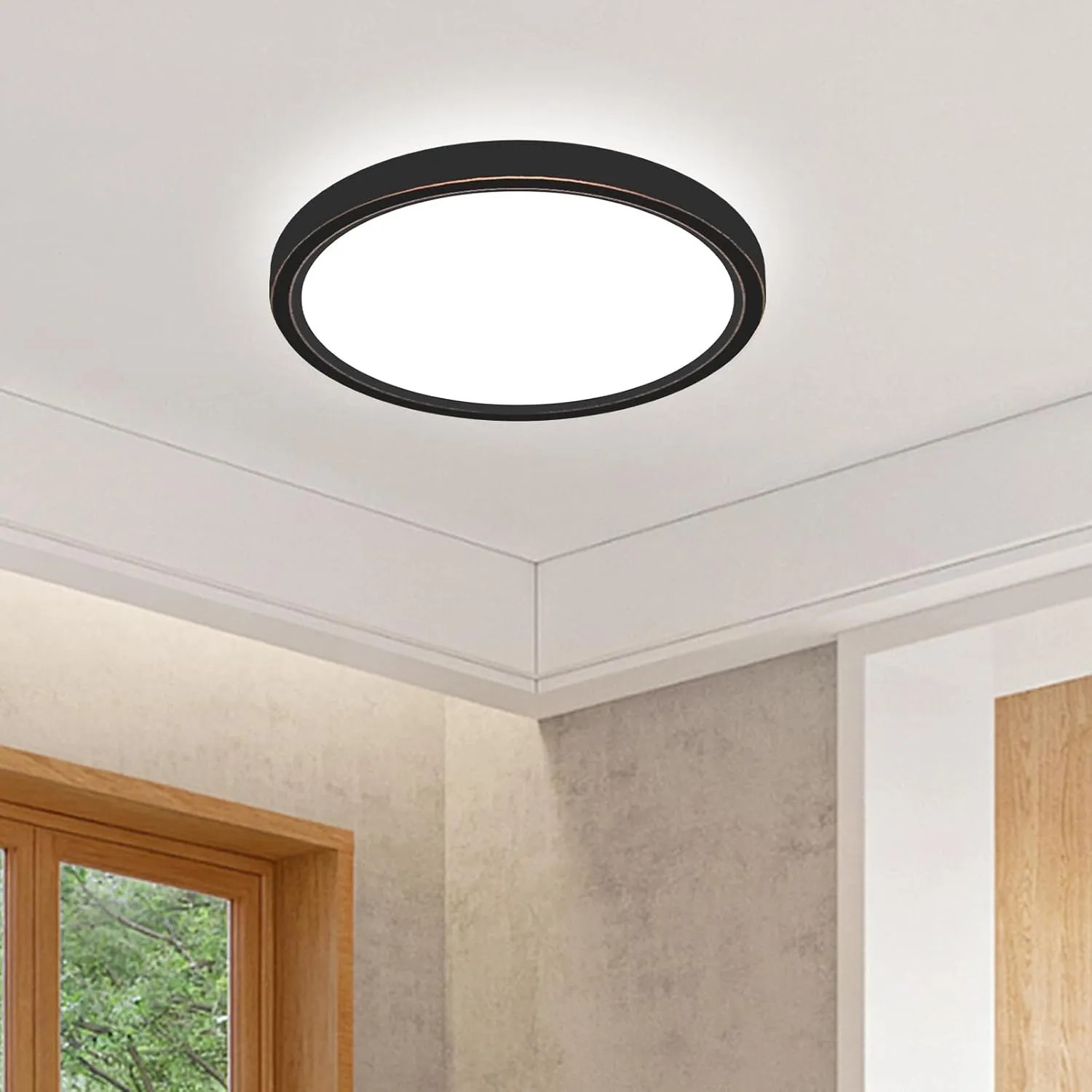 slochi LED Deckenleuchte, 3 Farben Deckenlampe 3000K/4000K/6500K, Rund Flach Badezimmer Lampe IP44 Wasserfest, 16CM 12W…