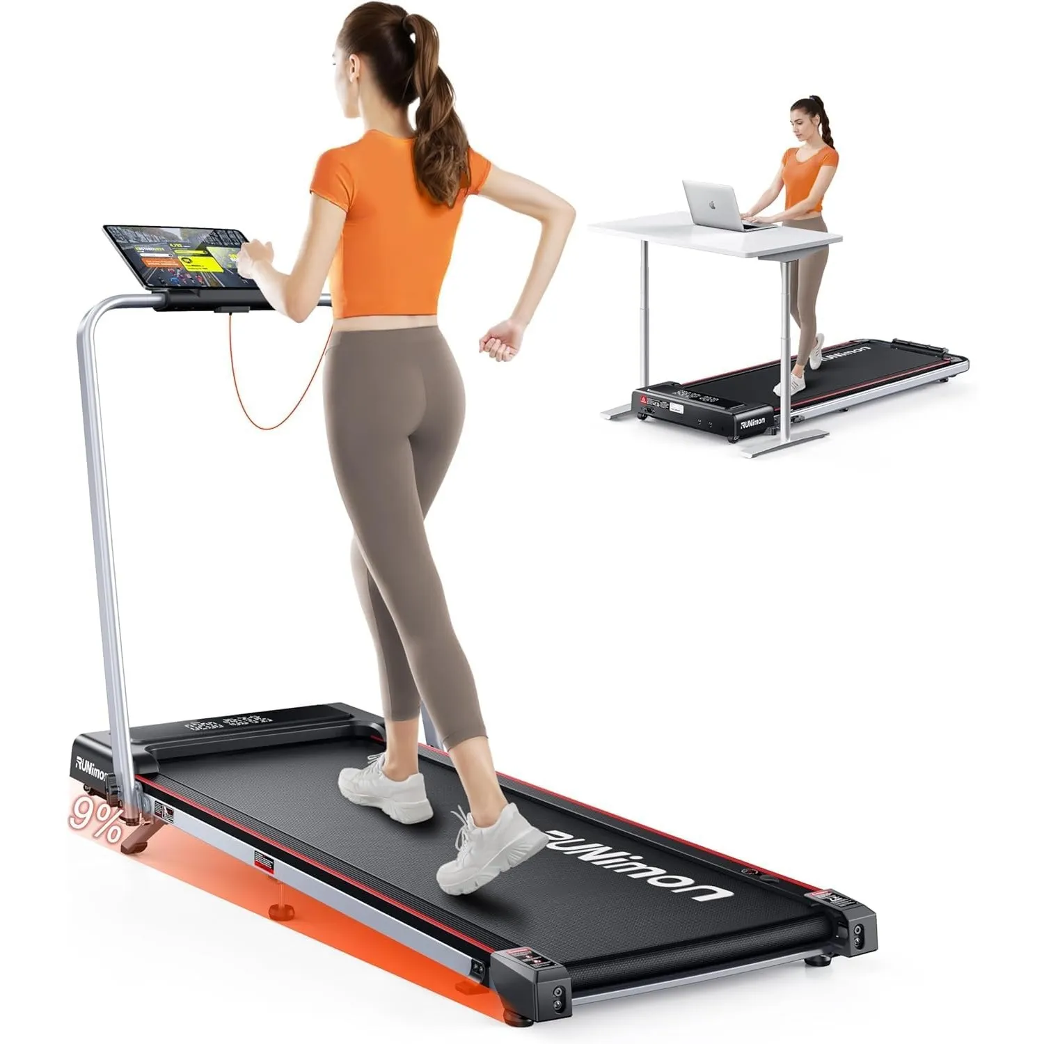 6 IN 1 Laufband für Zuhause mit Neigung,12km/h Walking Pad mit 9% Steigung,2.5HP Klappbar Laufband für Zuhause & Büro,2…