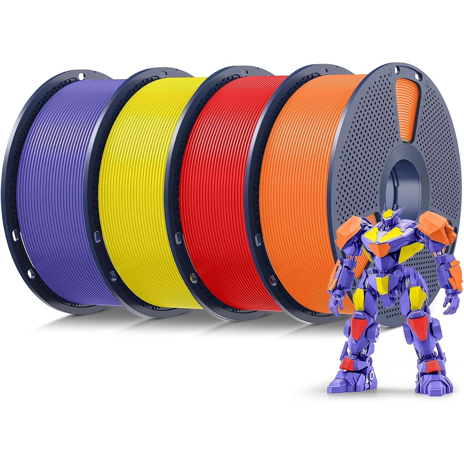 SUNLU 4KG PLA Filament 1.75mm, Gelb+Orange+Rot+Lila