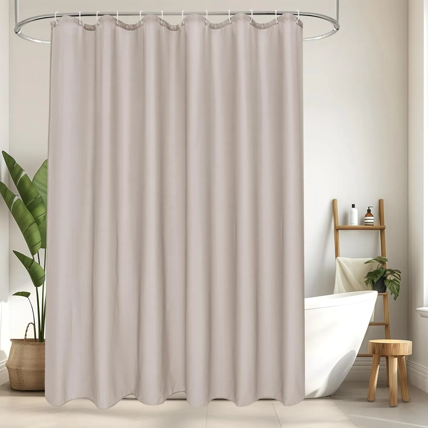 EurCross Duschvorhang 240x200 Sandfarben Extra Breit Textil Stoff Badvorhang für Badezimmer, Wasserdicht Anti Schimmel …