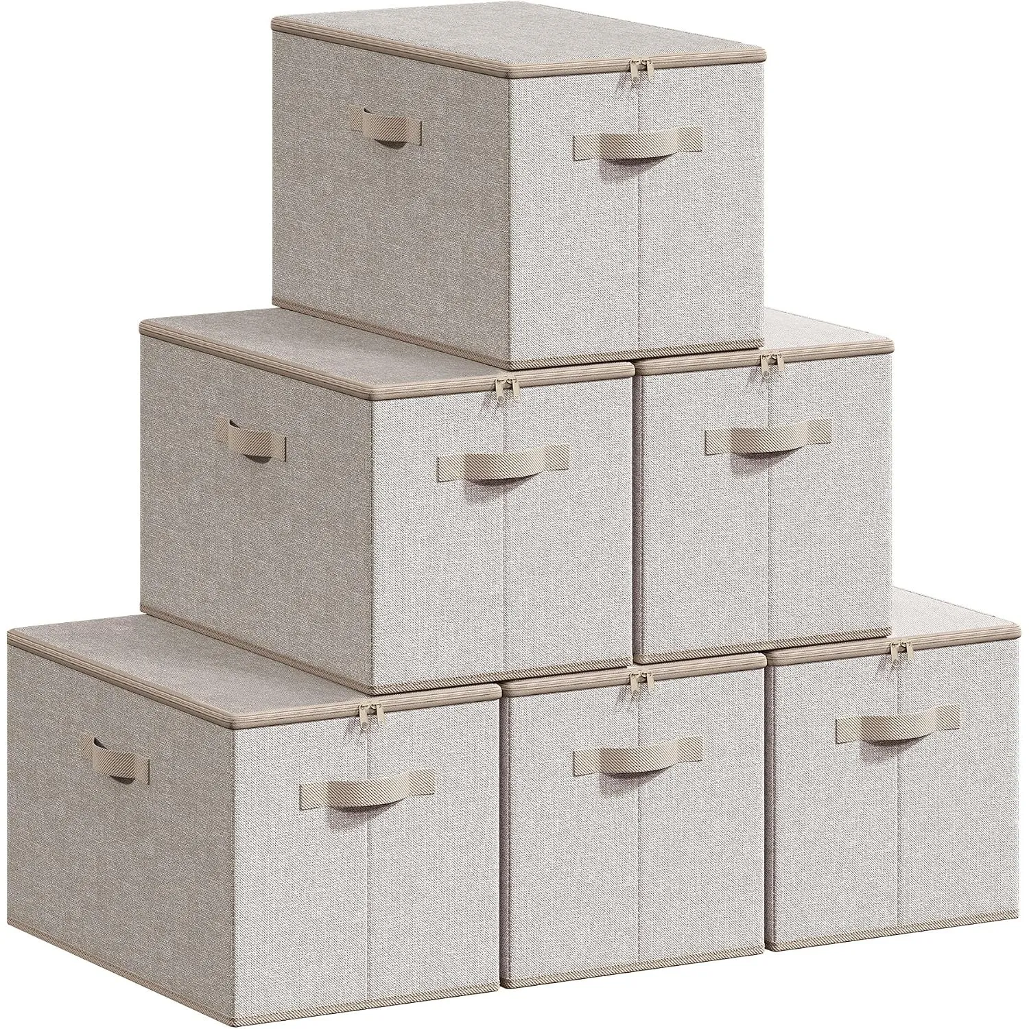SONGMICS Aufbewahrungsbox mit Deckel, 6er Set, faltbare Stoffbox