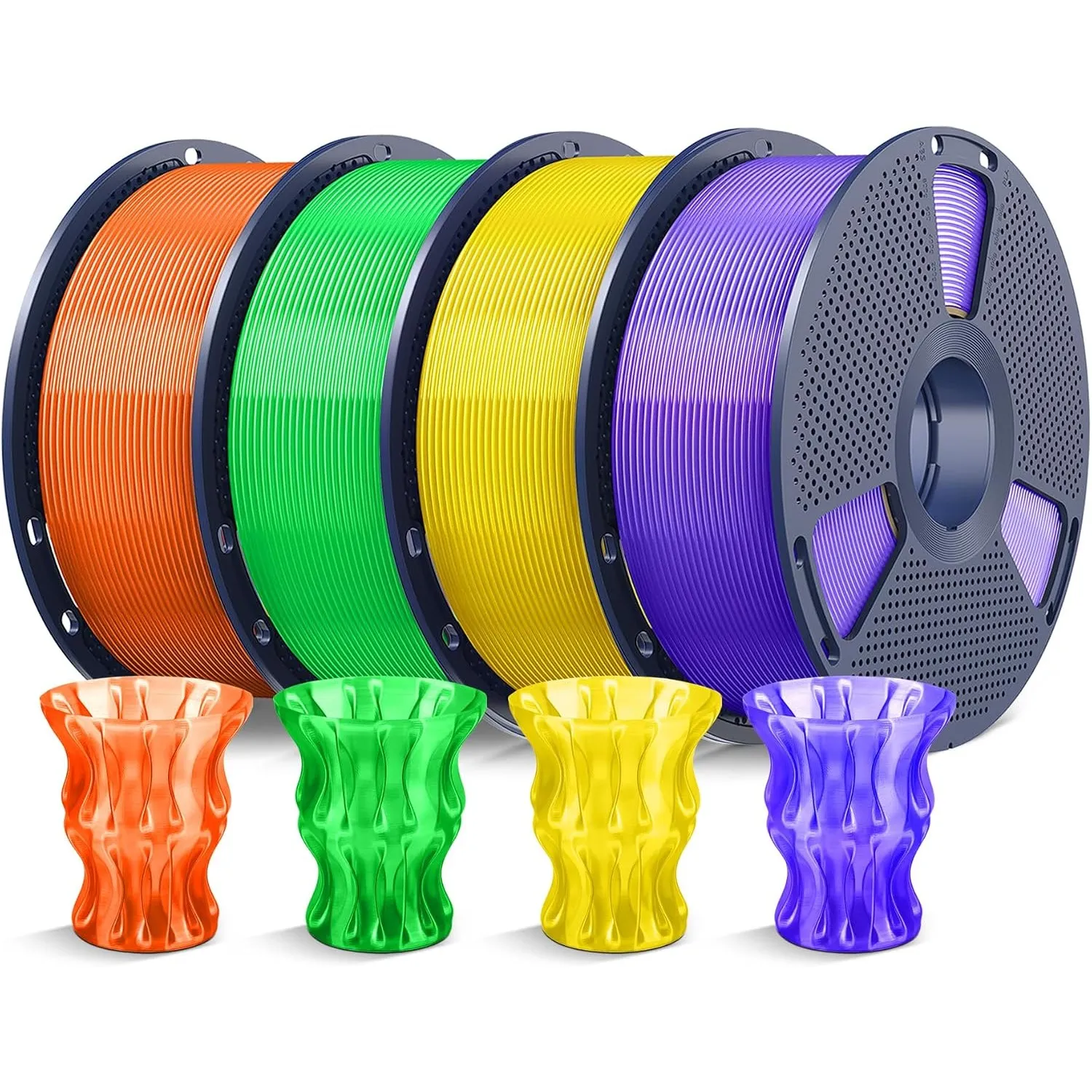 SUNLU 4KG PLA Filament 1.75mm, Transparent (Orange+Gelb+Grün+Lila)