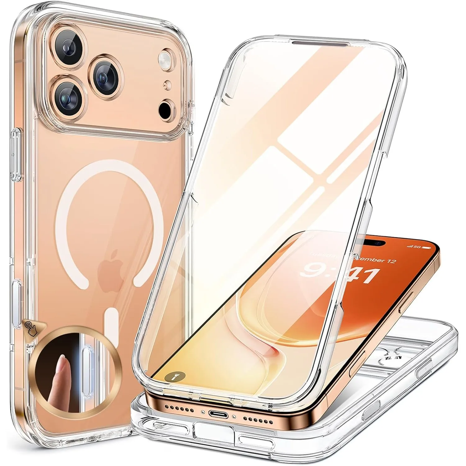 Miracase 360 Grad für iPhone 17 Pro Hülle mit Magsafe, Eingebaut Glas Schutzfolie, Komplettschutz HandyHülle Magnetisch…