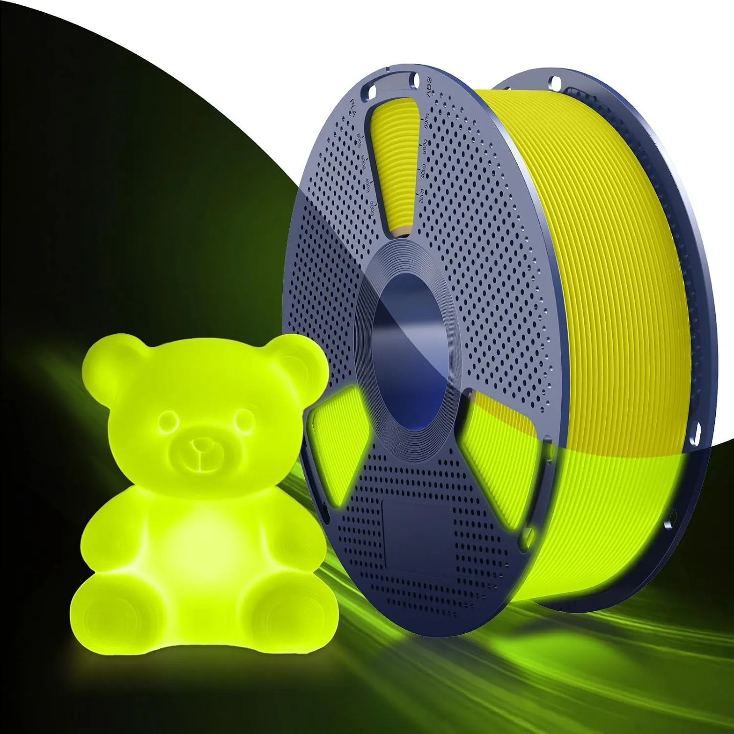 SUNLU PETG Glow in The Dark Filament 1.75 mm Leuchtend Gelb 1KG