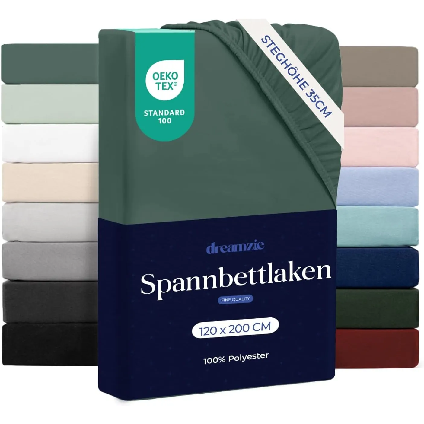 Dreamzie Spannbettlaken 120x200 cm - 100% Microfraser - Spannbetttuch für Dicke Matratzen bis zu 33 cm - Petrolgrün - S…