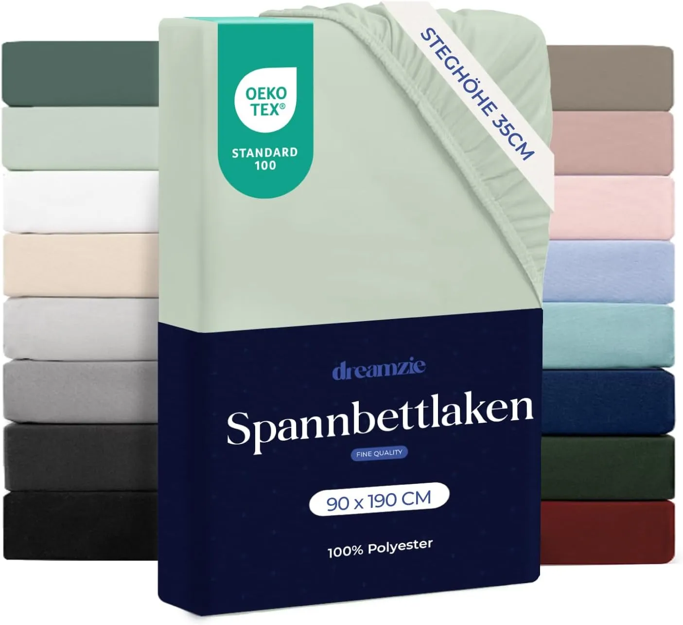 Dreamzie Spannbettlaken 90x190 cm - 100% Microfraser - Spannbetttuch für Dicke Matratzen bis zu 33 cm - Hellgrün - Scha…