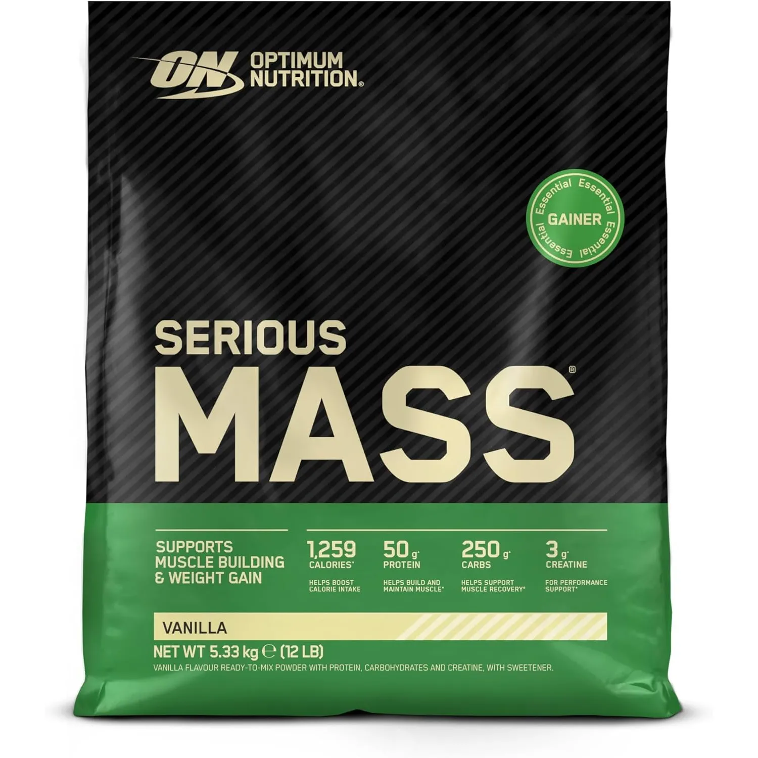 Optimum Nutrition Serious Mass 2025 Weight Gainer Pulver, Geschmack Vanille, 5.33kg, 16 Portionen