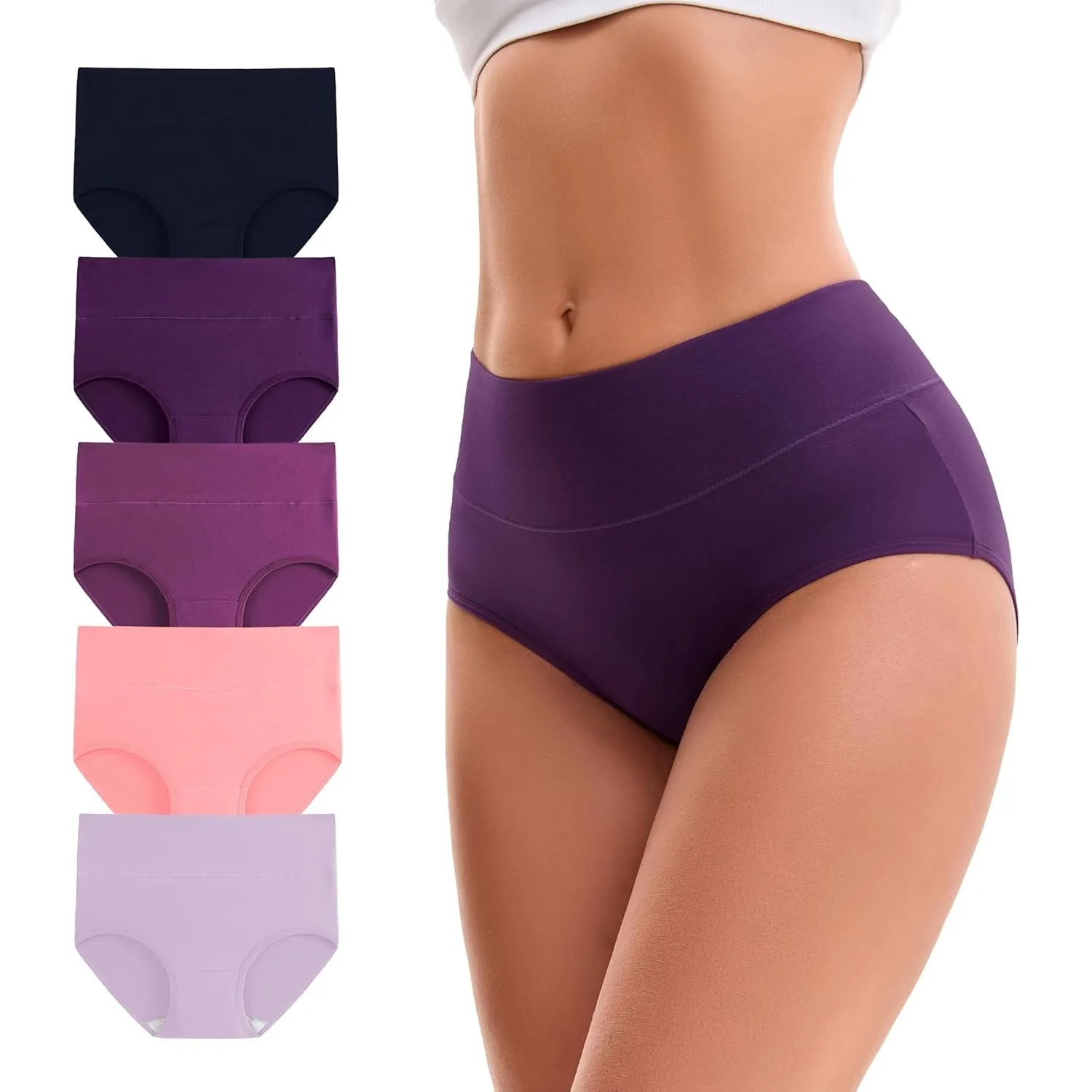 INNERSY Unterhosen Damen Baumwolle Stretch Slips Hohe Taille Weiche Unterwäsche Frauen 5er Pack