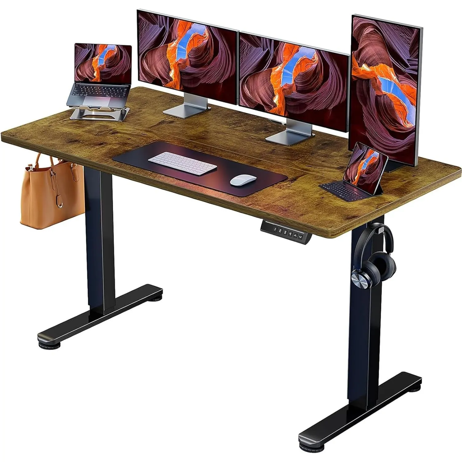ErGear Höhenverstellbarer Schreibtisch 140x70cm 4-Speicher Geteilte Platte