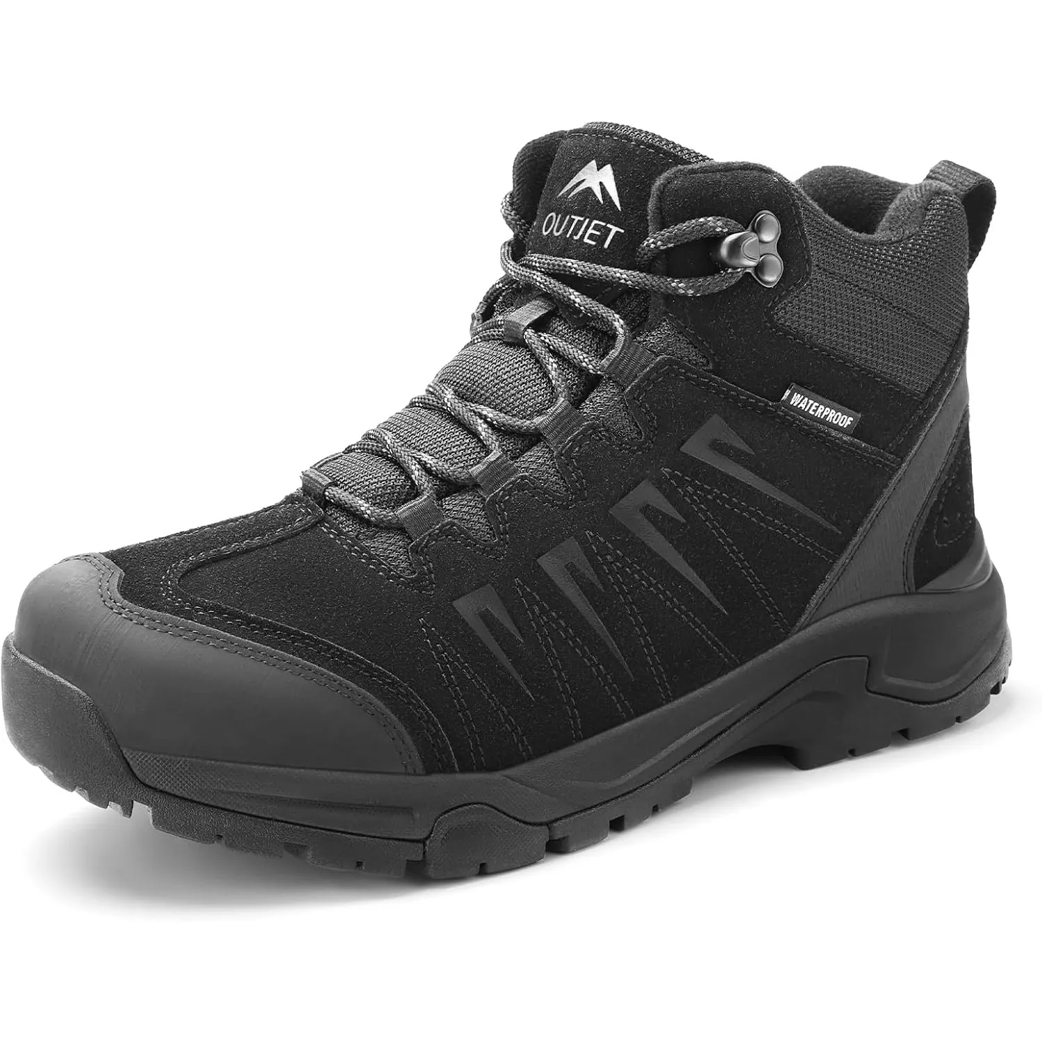 Wanderschuhe Herren Wasserdicht Leder, Outdoor Hiking Schuhe rutschfest und Komfortabel