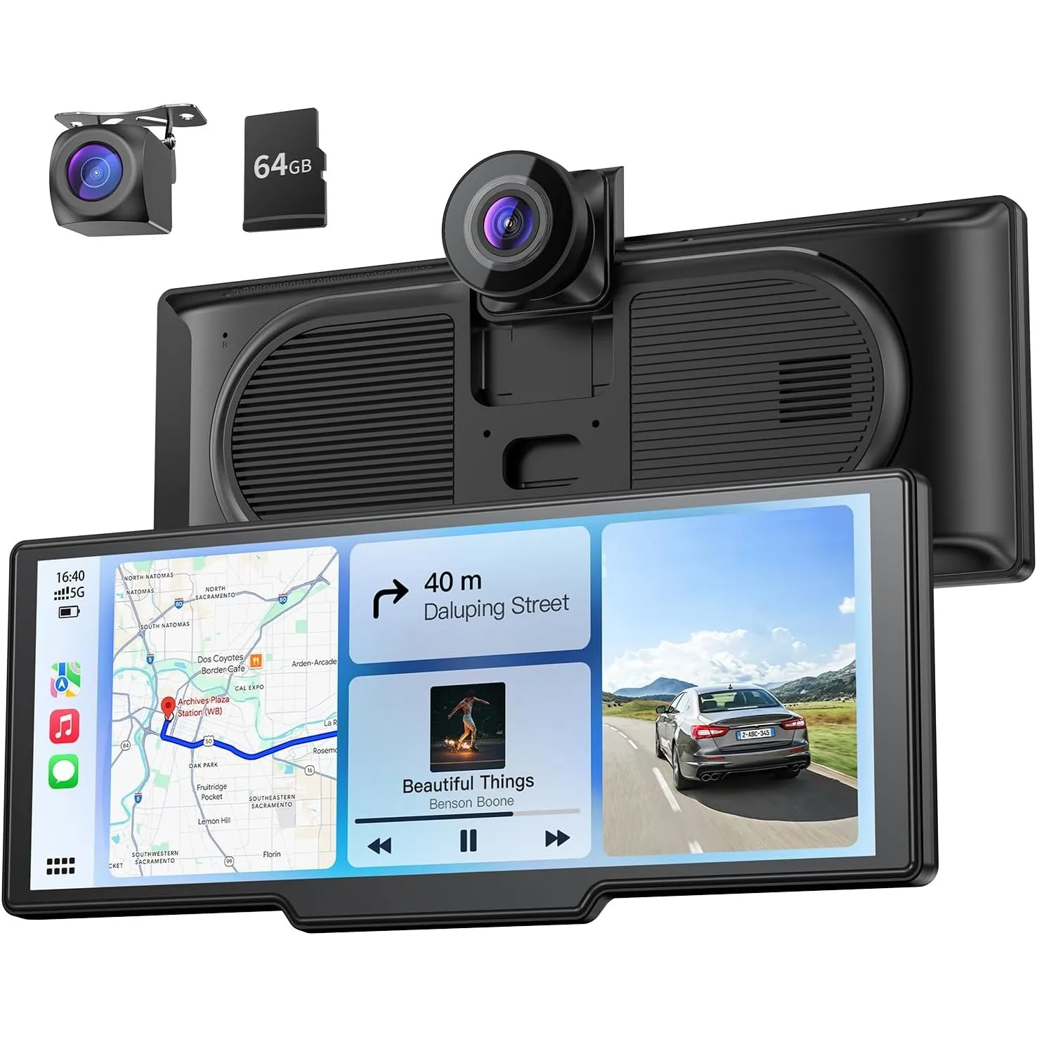 Krunia 9,26" Tragbares Carplay Display mit Dashcam 4K Vorne HD Hinten, OTA