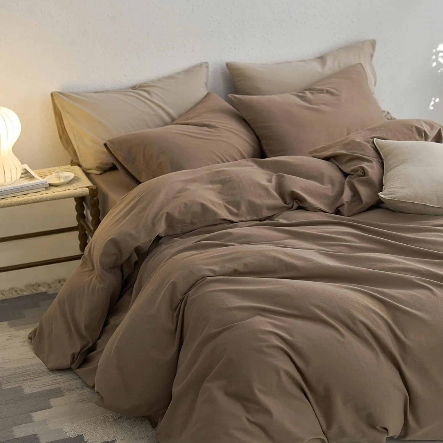 Sedefen Bettwäsche 200x220 cm Baumwolle Braun,Oeko-TEX zertifizierte