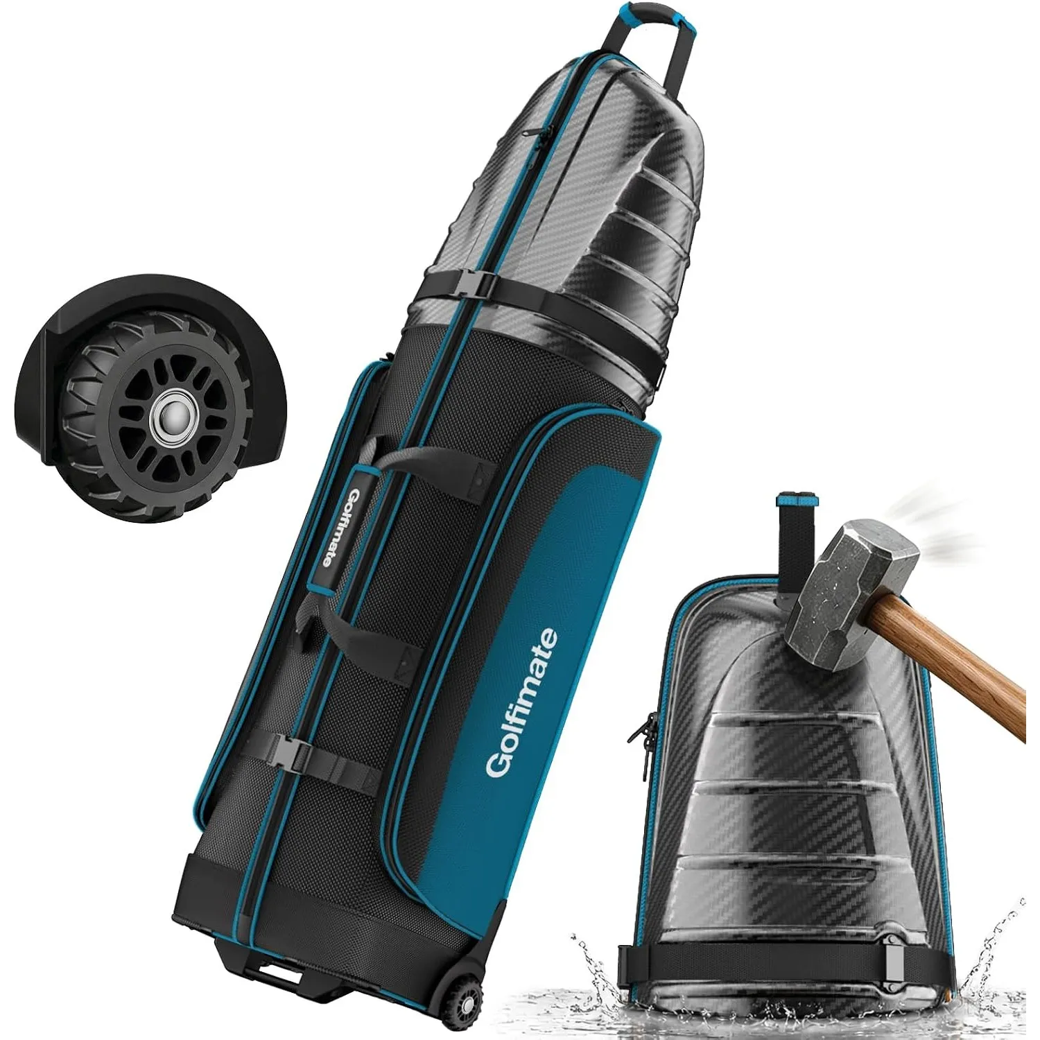 Golf Travel Bag mit Rädern, Golf-Reisetasche aus Kohlefaser, Golfbag Herren