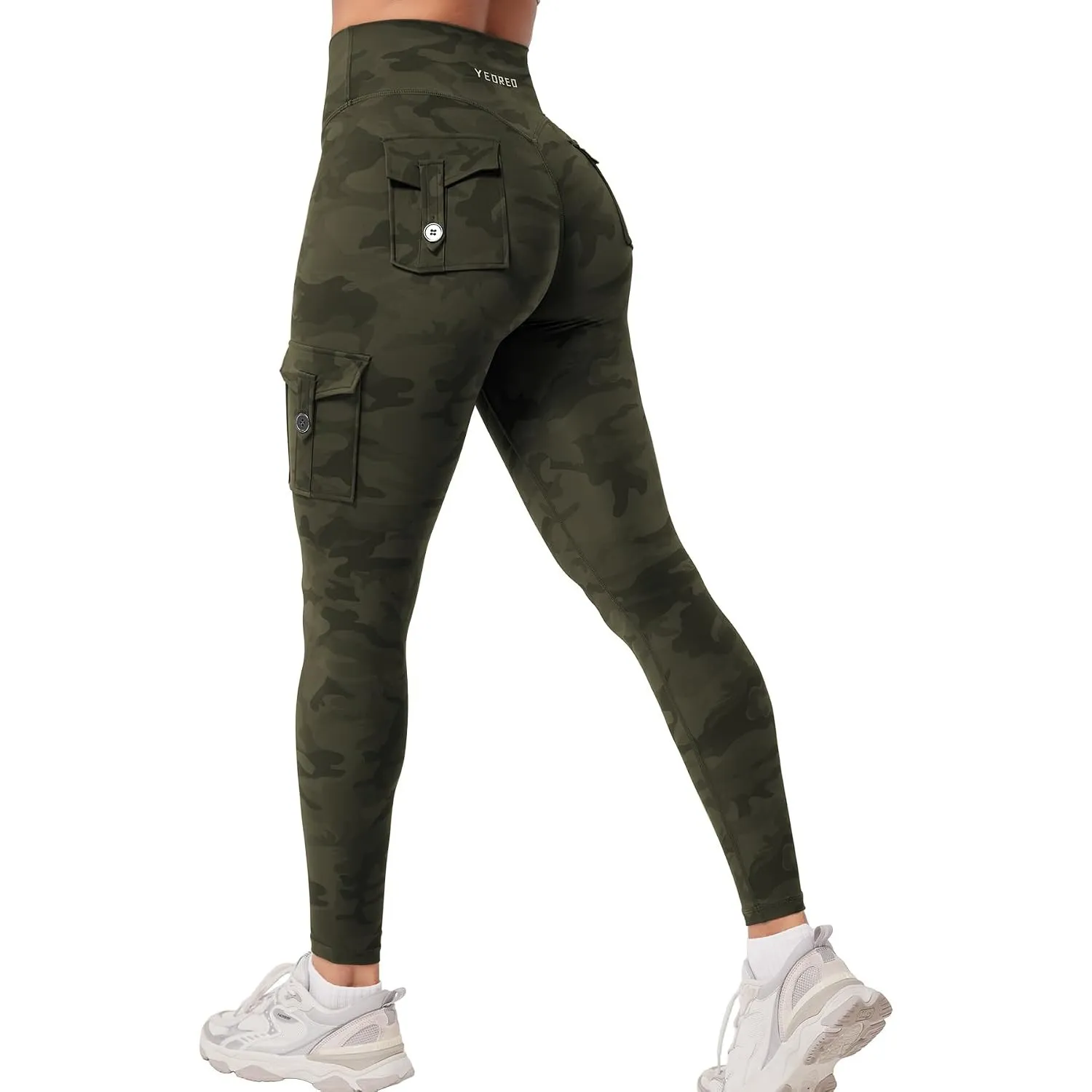 YEOREO CoreFlex Sport Legging Damen Mit Taschen Invisible Scrunch Legging