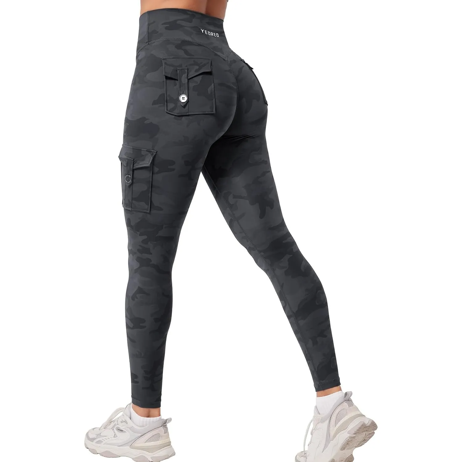 YEOREO CoreFlex Sport Legging Damen Mit Taschen Invisible Scrunch Legging