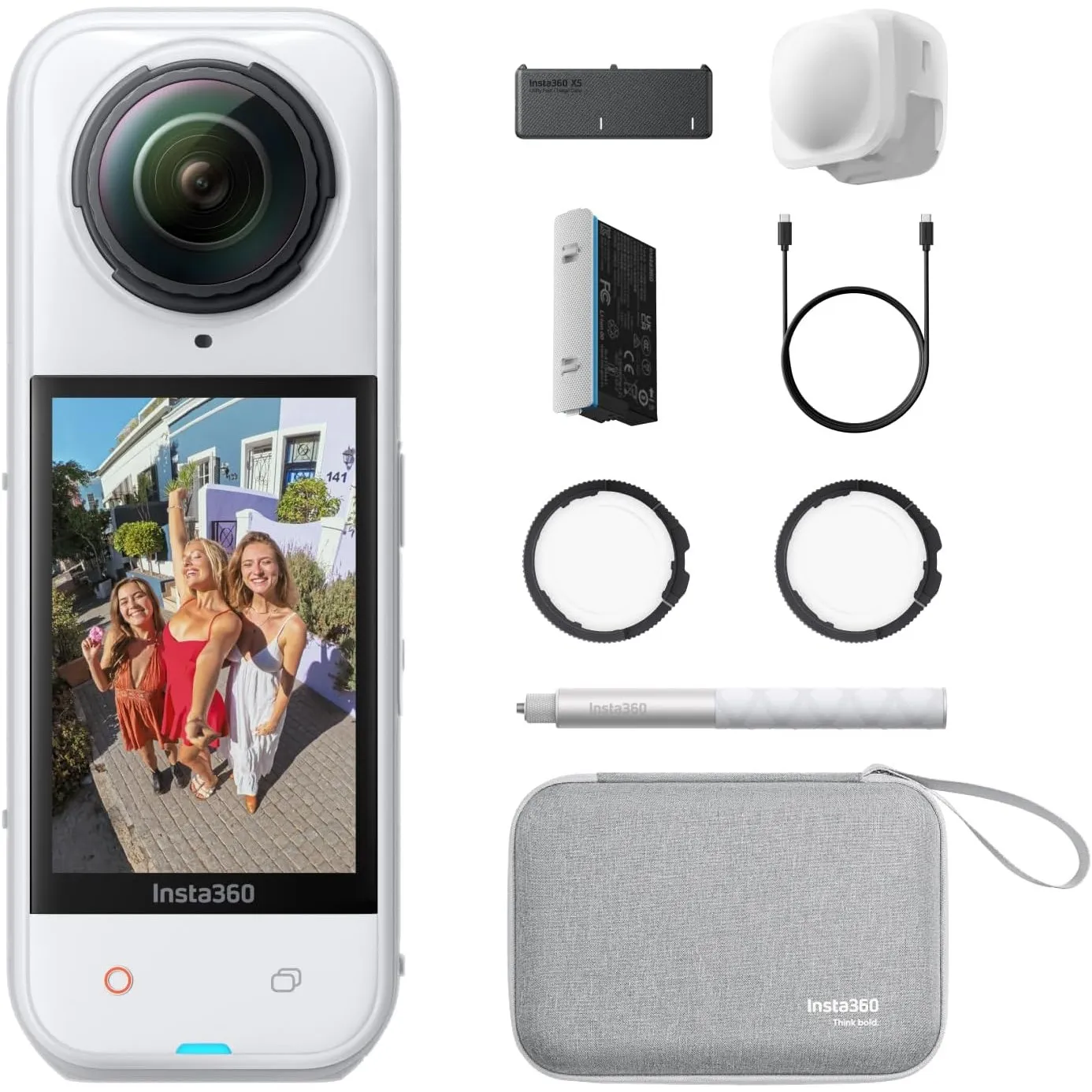 Insta360 X5 Essentials-Bundle Weiß - 8K 360 Grad Kamera, Dreifach-KI-Chip