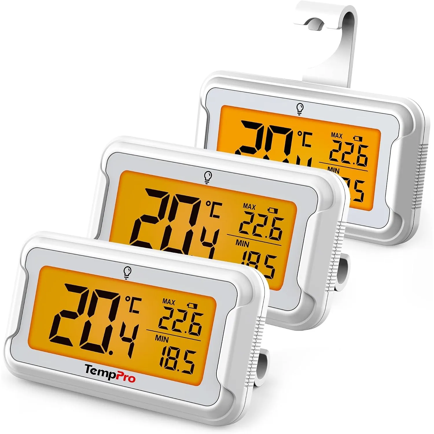 TempPro Kühlschrankthermometer Digital, Gefrierschrank Thermometer 3 Stücke | Digitales Kühl- & Gefrierschrankthermomet…