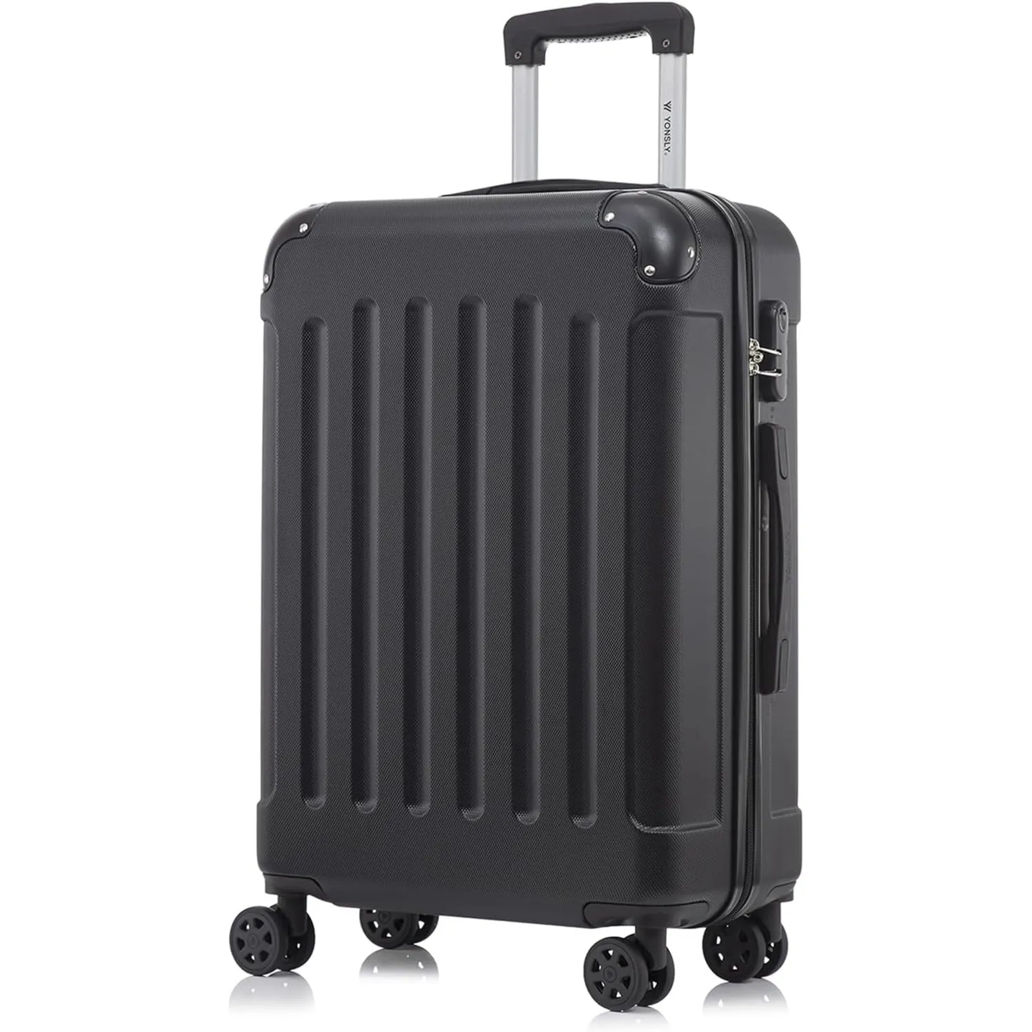 Koffer Suitcase L Schwarz, Trolley Reisekoffer, Rollkoffer Handgepäck mit 4 Rollen 360°, Hartschalenreisekoffer, Zahlen…