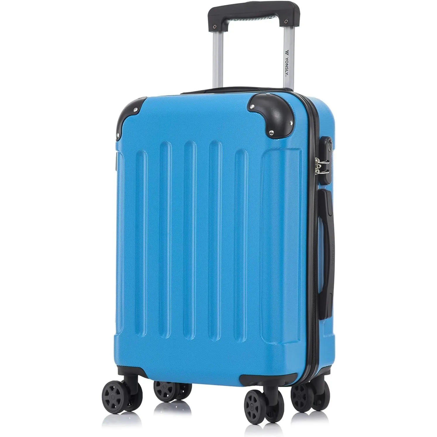 Koffer Suitcase M Blau, Trolley Reisekoffer, Rollkoffer Handgepäck, Kabinenkoffer mit 4 Rollen 360°, Hartschalenreiseko…