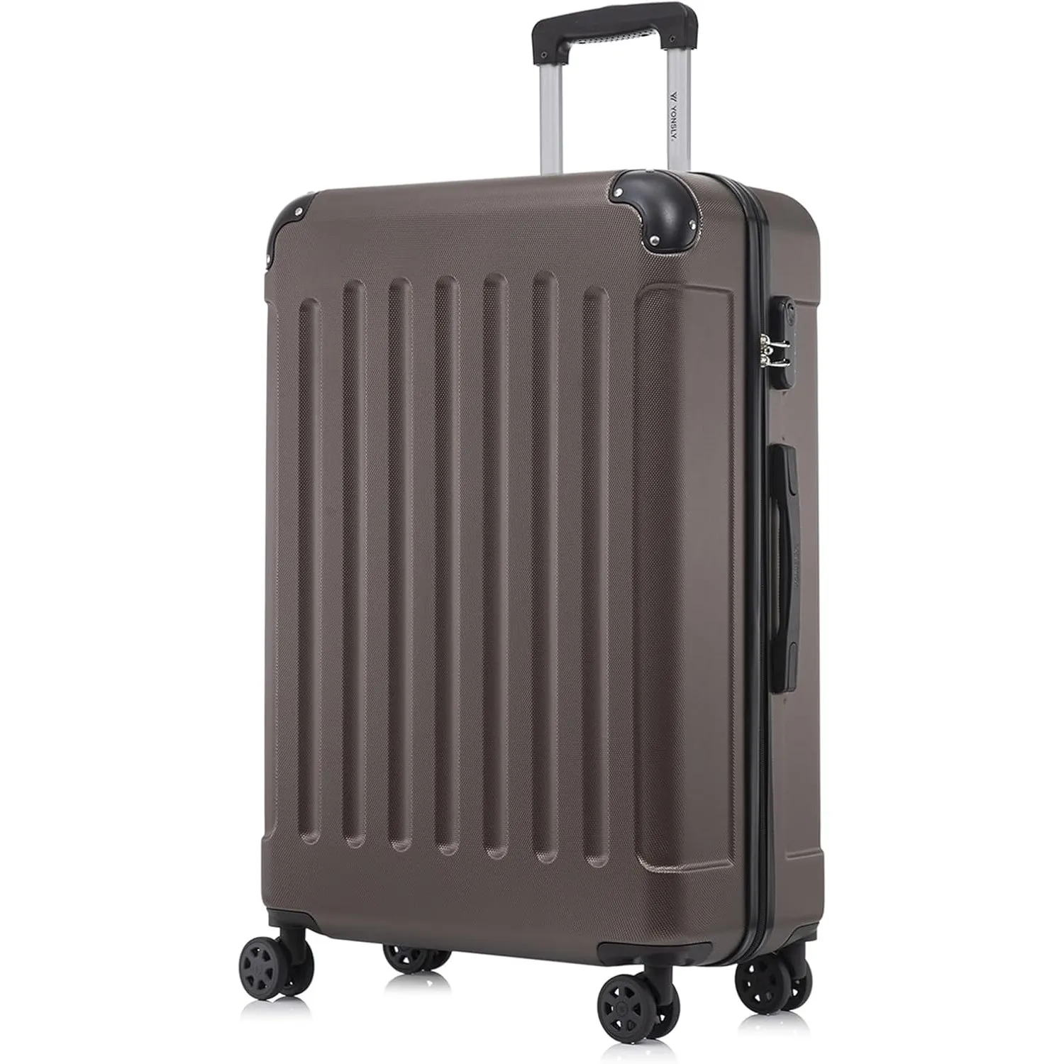 Koffer Suitcase XL Braun, Trolley Reisekoffer, Rollkoffer Handgepäck mit 4 Rollen 360°, Hartschalenreisekoffer, Zahlens…