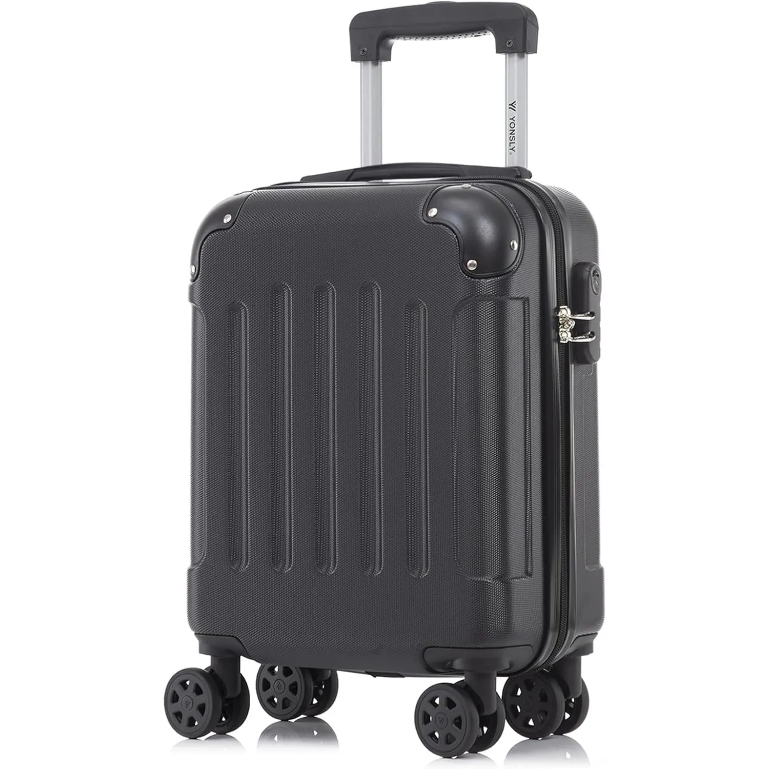 Koffer Suitcase S Schwarz, Trolley Reisekoffer, Rollkoffer Handgepäck mit 4 Rollen 360°, Hartschalenreisekoffer, Zahlen…