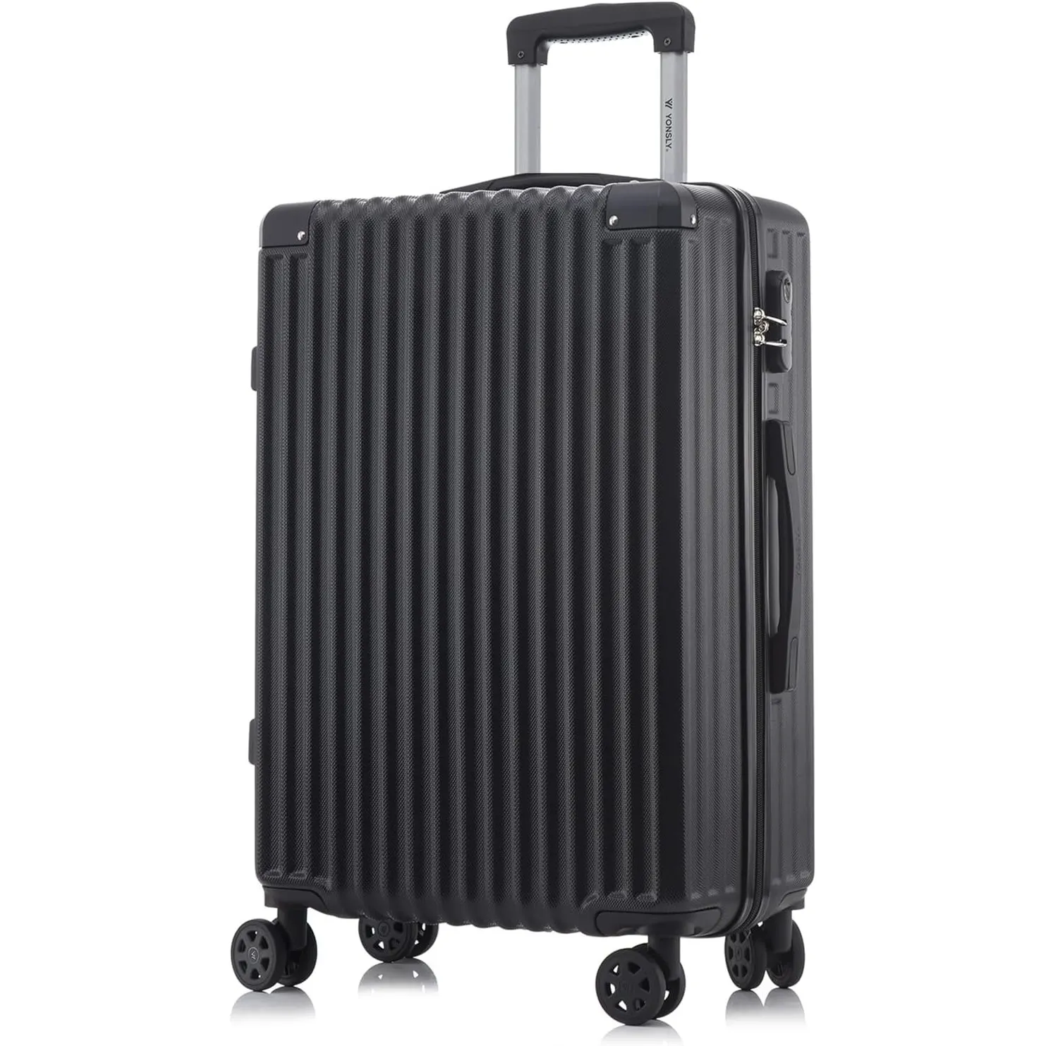 Trolley Reisekoffer Suitcase, Rollkoffer Handgepäck Hartschalenreisekoffer mit 4 Rollen 360°, Zahlenschloss, Weicher Gu…