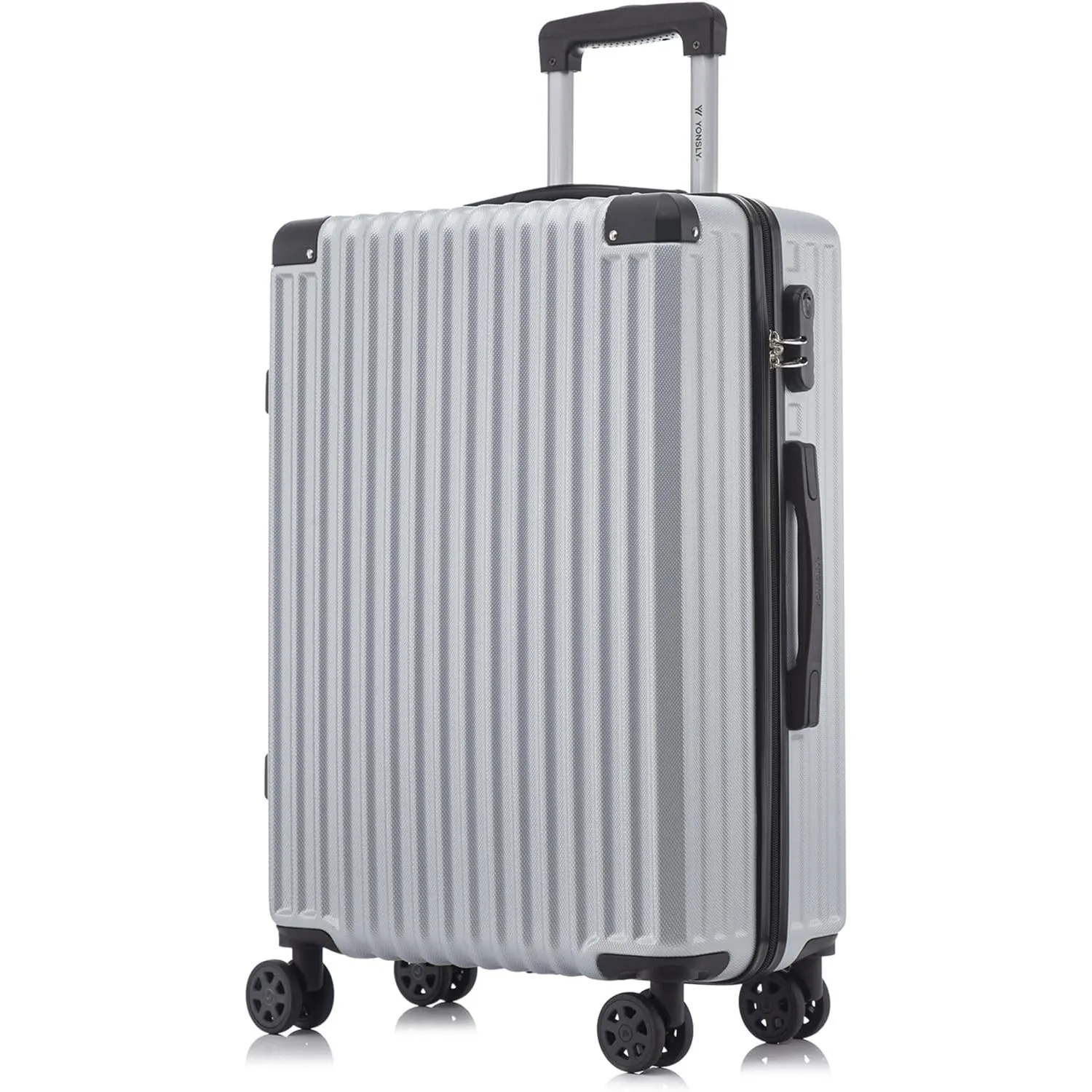Trolley Reisekoffer Suitcase, Rollkoffer Handgepäck Hartschalenreisekoffer mit 4 Rollen 360°, Zahlenschloss, Weicher Gu…